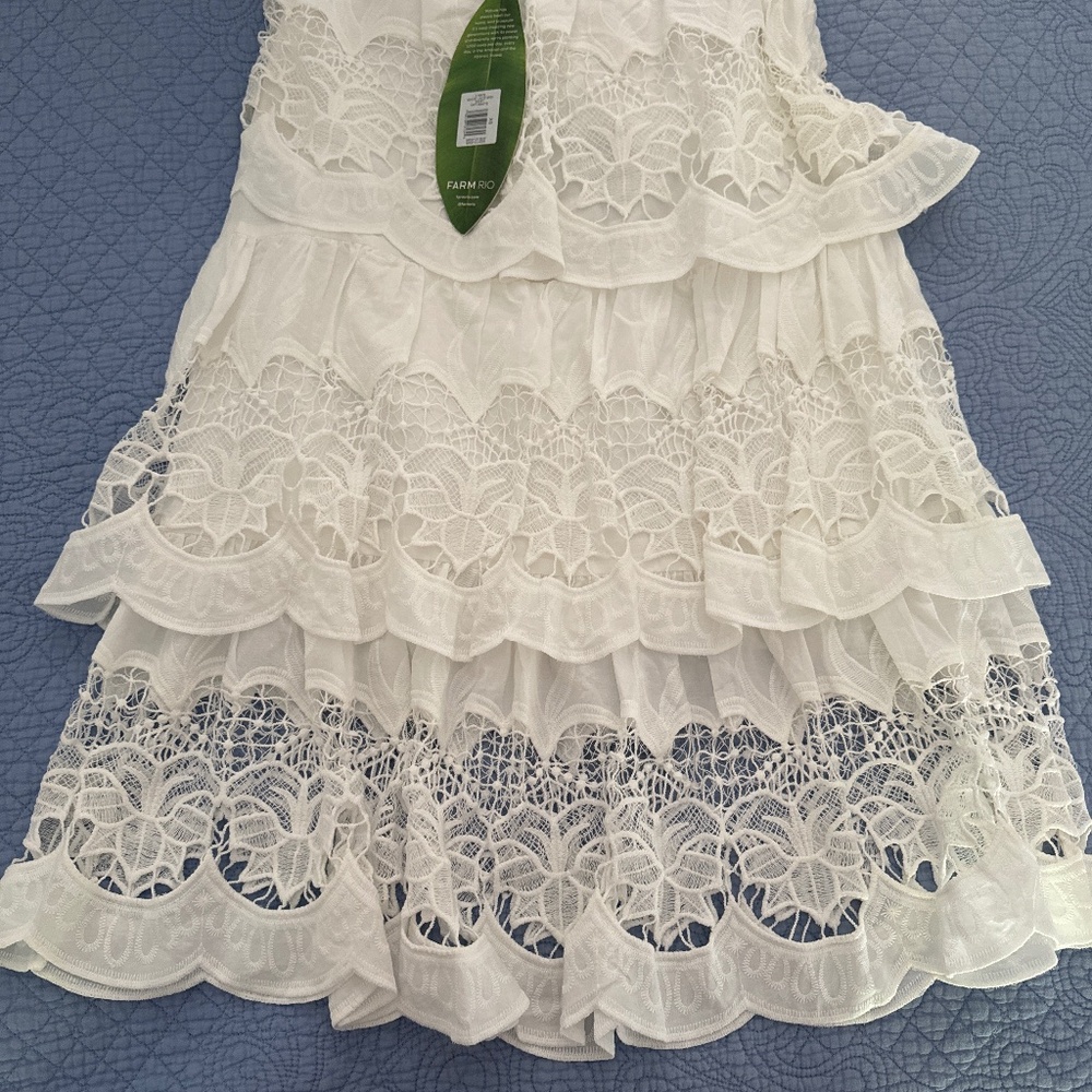 Farm Rio whole lace midi skirt off-white